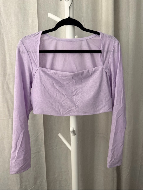 aerie Tops - Aerie OFFLINE Lilac Square-Neck Long Sleeve Crop Top